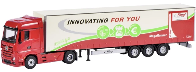ELIGOR - Camion MERCEDES Actros 4x2 Vert Et Semi 3 Essieux - échelle 1/43 - Neuf