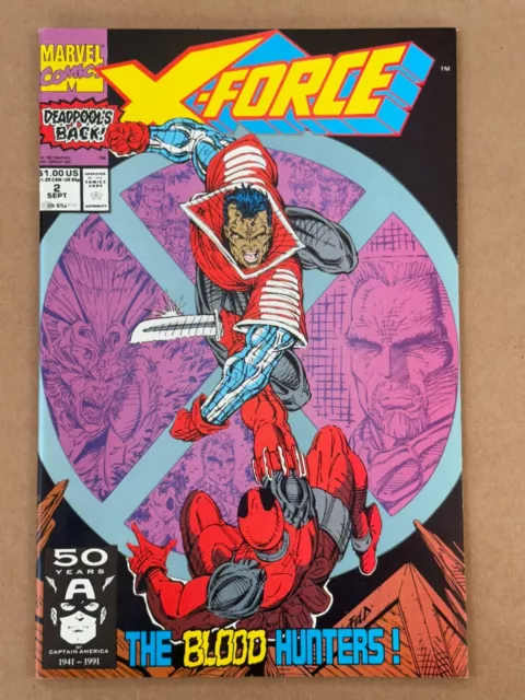 X-Force 2 VF/NM 2nd appearance DEADPOOL semi-key 1991 Marvel Comics