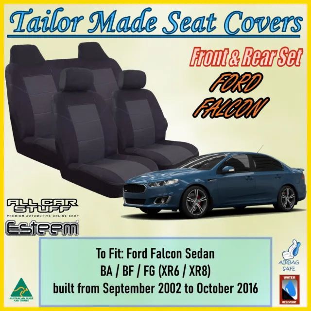 Tailor Made Black Seat Covers for Ford Falcon Sedan XR6/XR8: 09/2002 to 10/2016