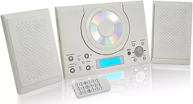 CD Player with USB FM Radio Remote Control Clock & Alarm GTMC-101 MK2 White