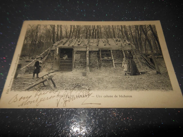 cpa FORET DE SENART une cabane de bûcherons animée