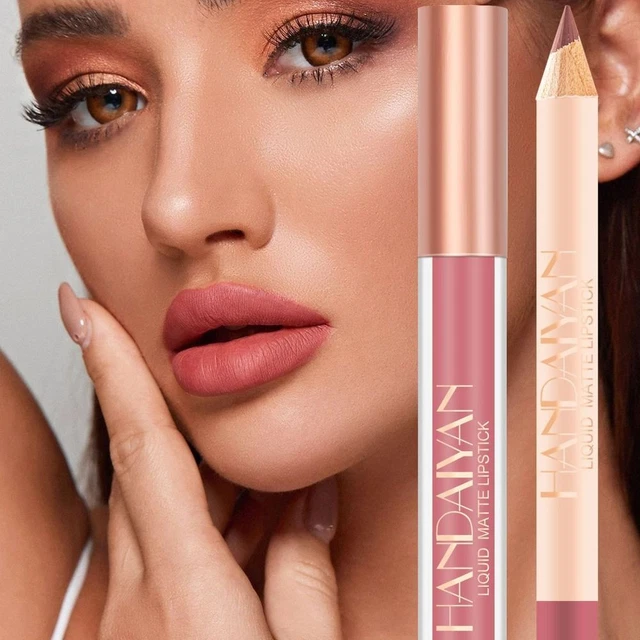 Kit de manchas de labios juego de maquillaje delineador de labios lápiz mate terciopelo brillo labial