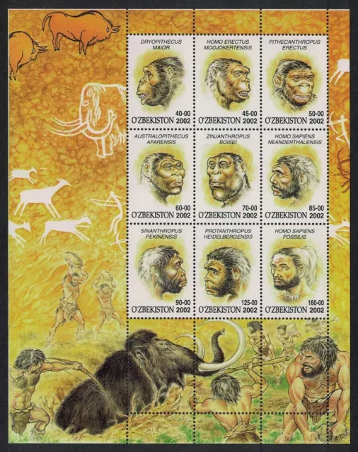 Uzbekistan Mammoth Cave Drawings Pre-Human Ancestors MS 2002 MNH SG#MS410