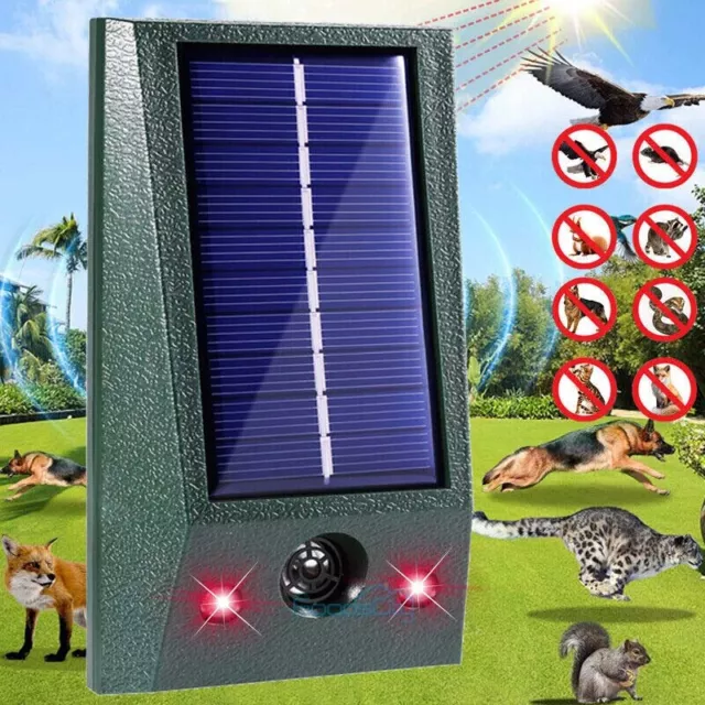 Solar Ultrasonic Garden Deterrent Repeller Animal Bird Cat Scarer Pest Fox Dog