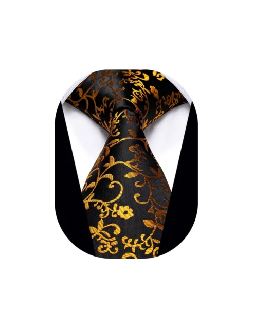 Shiny Black and Gold Paisley Ties for Mens Wedding PartyFormal Silk Gift