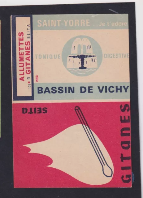 Ancienne  étiquette   allumettes  France  BN155781 Bassin de Vichy Eau