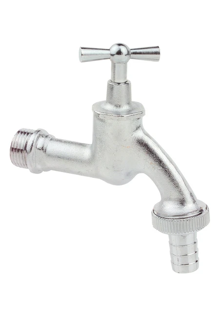 Kirchhoff MS Auslaufventil Knebelgriff, Chrom matt, 1/2"AG x 3/4"AG x 1/2"T