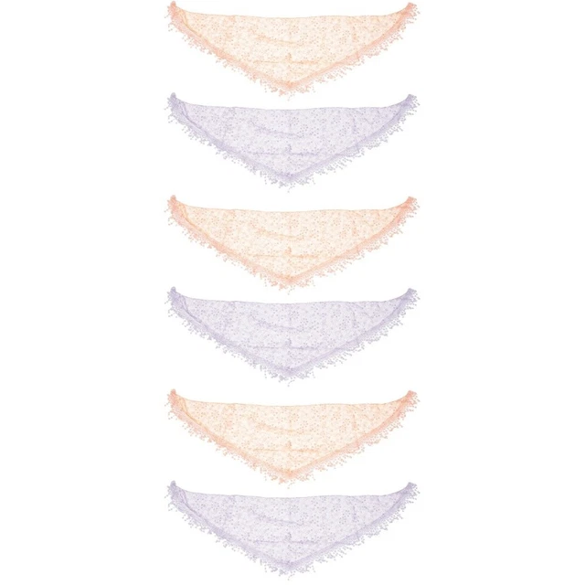6 piezas bufanda de encaje triangular 135x40 cm poliéster (fibra de poliéster)