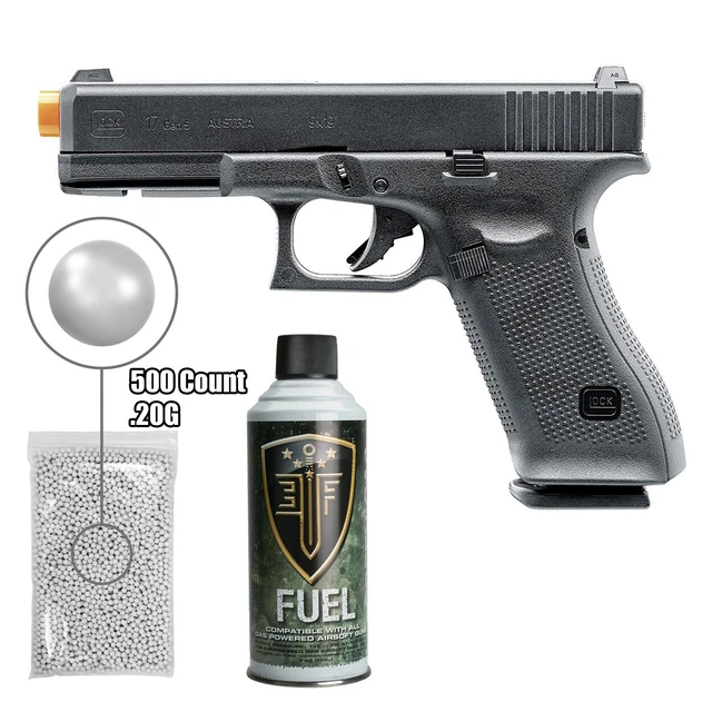 UMAREX GLOCK 17 Gen 5 Airsoft Pistol, Blowback, Green Gas & BB Bundle