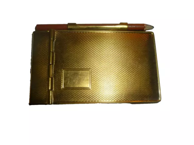 VINTAGE Aide de Memoire Notebook Miniature Brass Notebook & Pencil Unused