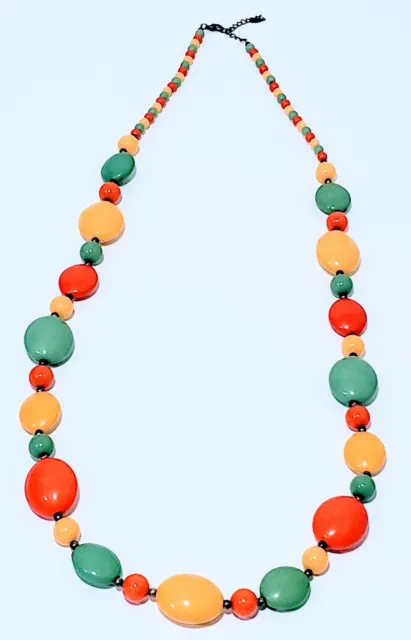 ESMOR Glass Bead Necklace Beautiful Colorful Hippy Rasta Red Yellow Green ❤️💛💚
