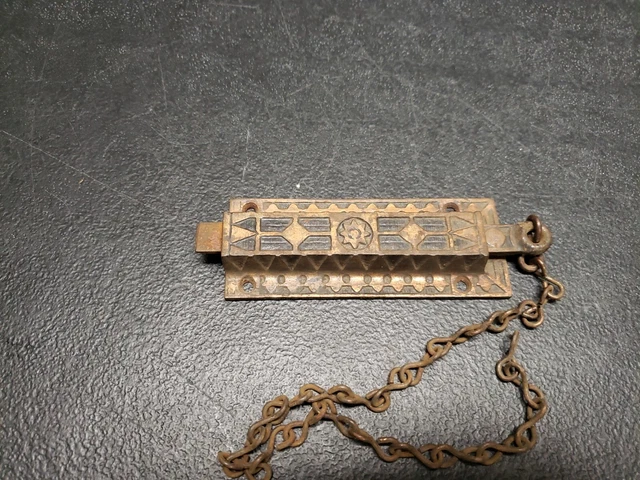Old Eastlake Double Door French, Barn Door Spring Loaded Pull Chain Lock, Latch