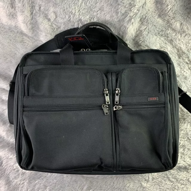 Tumi Alpha Expandable Organizer Laptop Brief Black Shoulder Strap 26061D4