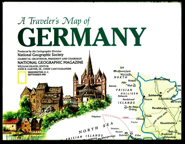 German September Program Map 1991-9 SEPTEMBER GERMANY TRAVELER'S MAP National Geographic Map Berlin ...