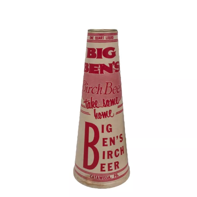 VIntage 1940s Big Ben's Birch Beer Soda Pop Wax Cone Advertising Memorabilia U37