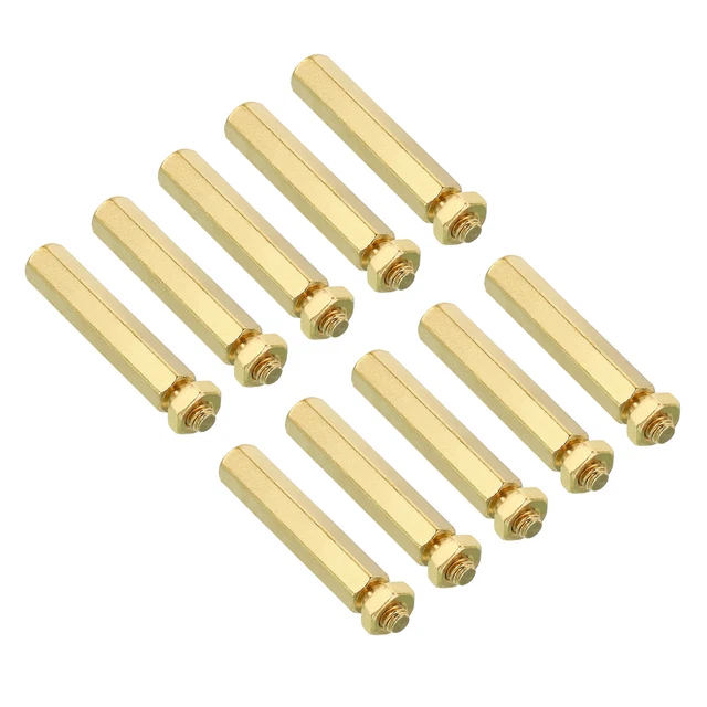 30mm+6mm M4 Standoff Screws 40 Pack Brass Hex PCB Standoffs Nuts Gold Tone