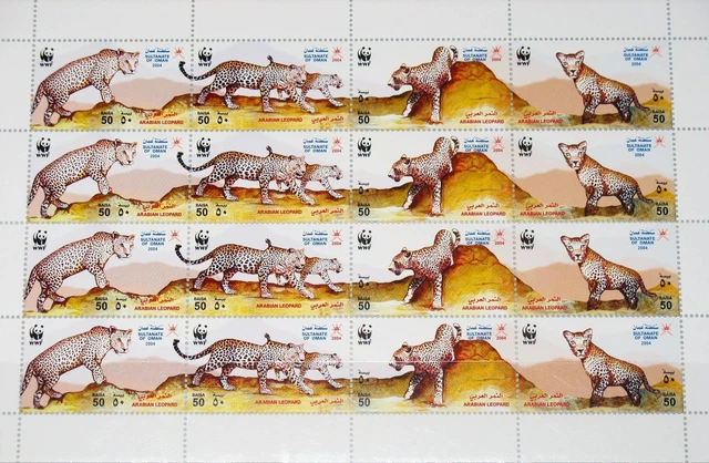 OMAN SULTANAT 2004 Klb 590-93 MS 459 WWF Arabian Leopard Fauna Tiere Animals **