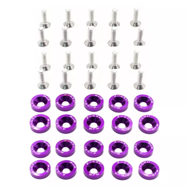 20x PURPLE JDM Billet Aluminum Fender/Bumper Washer/Bolt Engine Bay Dress Up Kit