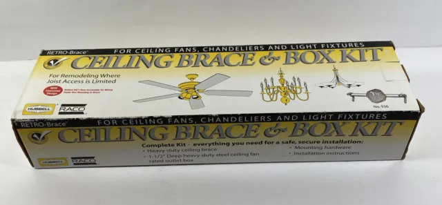 RACO 936 Ceiling Brace & Box Kit, Retro Brace 1-1/2" Deep Steel Box [BIN A36]