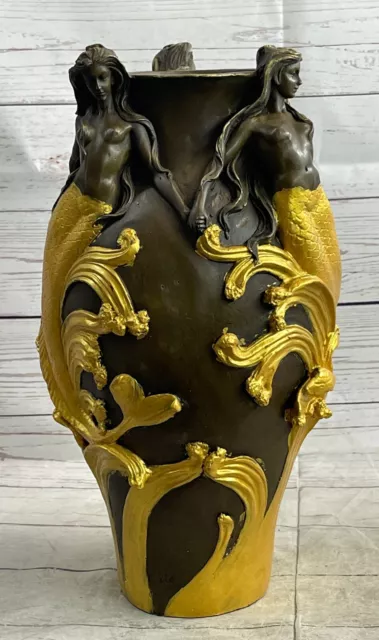 Nude Beautiful Mermaid Mermaids Flower Vase Bronze Sculpture Home Deco