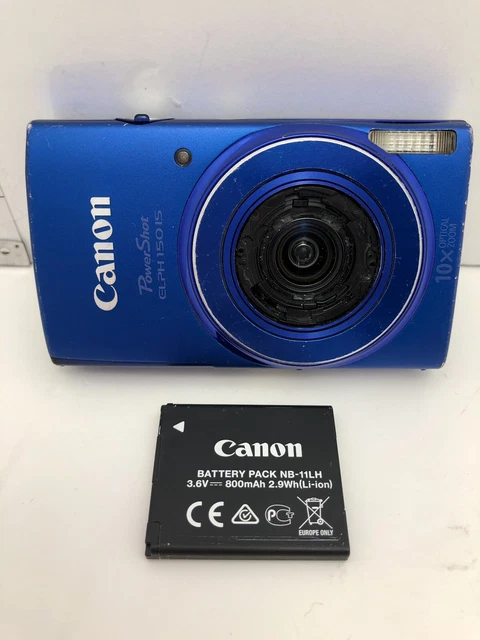 Canon PowerShot ELPH 150 IS Blue 20MP Digital Camera - Lens Cap Missing AS IS