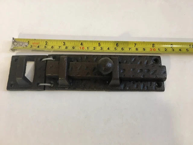Cast Iron Gate Lock Door Barn Slide Latch Hardware Bolt Large Vtg Style 8.5"x2" 2