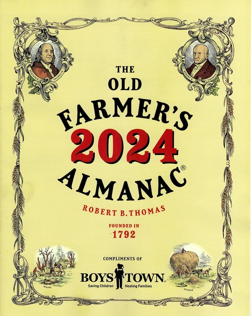 OLD FARMERS 2024 Almanac Abbreviated Version Covers 12 Months Free