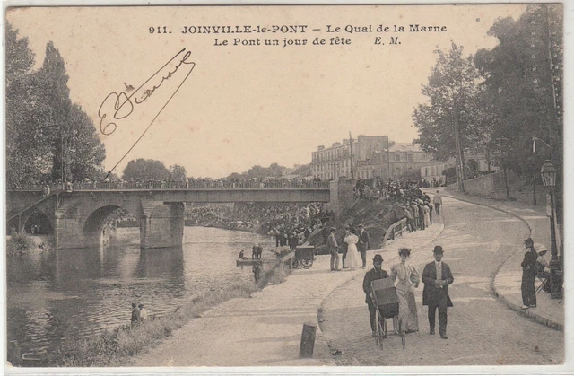Carte Postale Joinville Le Pont Le Quai De La Marne Le Pont Un Jour De Fete