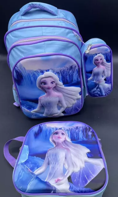 3D Frozen Elsa 3pcs set Backpack Kids School Bag Lunch Bag XL Christmas Gift