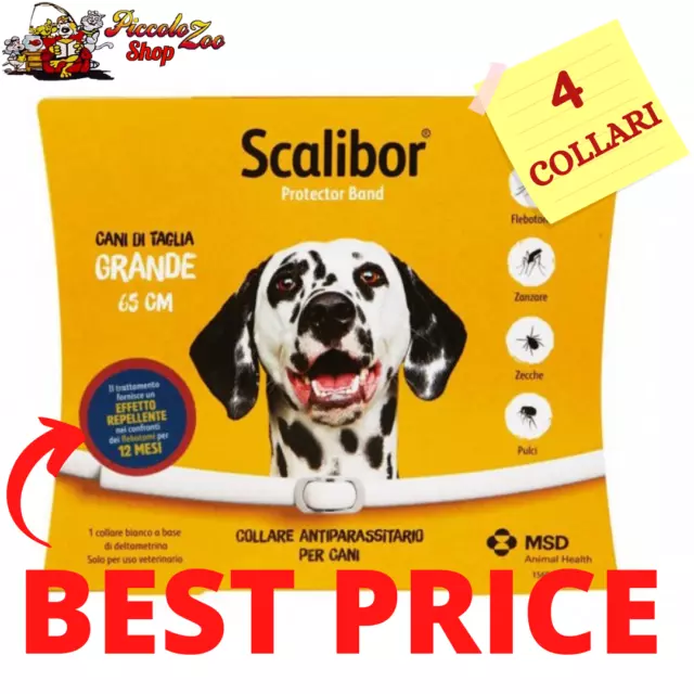 Scalibor cani (65cm) 4 COLLARI antiparassitari per cane di taglia grande