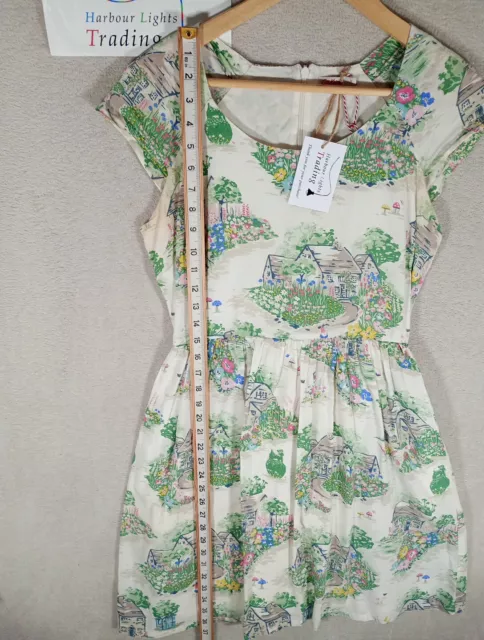 Cath Kidston London Dress English Country Cottages/Gnome Lined Cotton Size 8