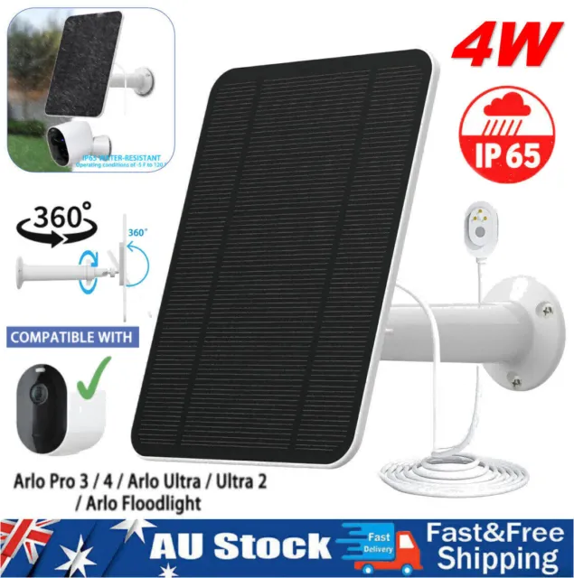 4W Solar Panel for Arlo Ultra / Ultra 2 / Pro 3/ Pro 4 /Pro 3 Floodlight/Go 2