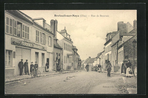 CPA Breteuil-sur-Noye, Rue de Beauvais, Manufacture de Shoes Fourdrinier &