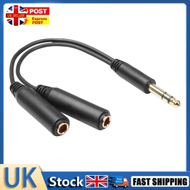 1/4 6.35 mm Male to Dual 1/4 6.35 mm Female Adapter Splitter Stereo Audio Cable