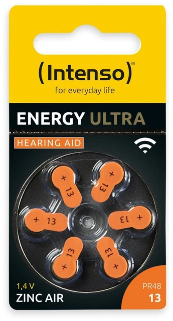 Intenso Hörgeräte-Batterie Energy Ultra A 13, 6 Stück, orange