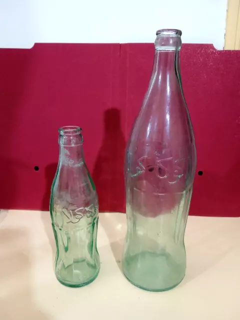 Rare Deux Bouteille Coca-Cola Ancienne 1986 Logo Arabe Ecriture Arabe