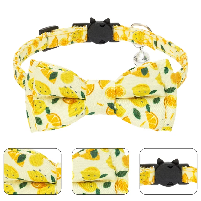 Pet Bow Necklace Comfortable Fade-less Fruit Pattern Bow Pet Necklace Fabric