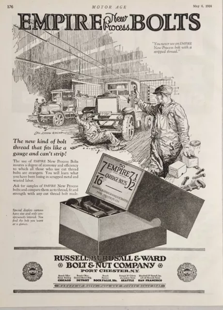 1926 Print Ad Empire Bolts Mechanics Work Trucks Russell,Burdsail Port Chester,N