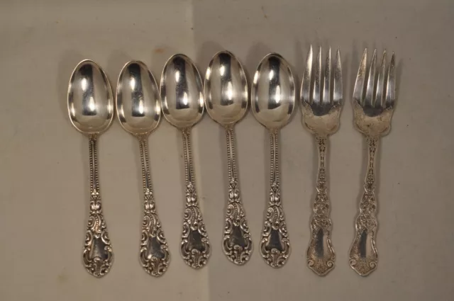 5 Cuilleres A Cafe 2 Fourchettes Gateau Ancien Metal Argente Antique Silverware