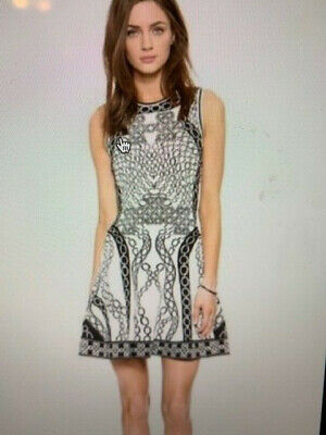 NWOT Diane Von Furstenberg Sleeveless Black & White Chain LInk Viscose Dress SzP