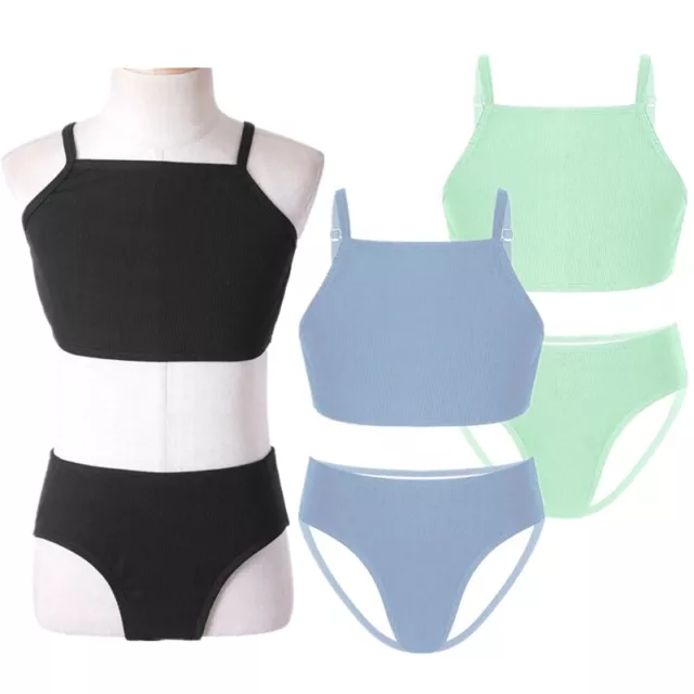 DE ranrann Mädchen Bikini Bademode Verstellbare Bikini BHs Oberteil mit Badehose