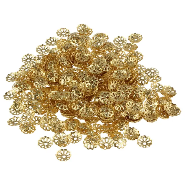 500 un. tapas de cuentas de flores en tono dorado de 6 mm para hacer joyas M1T6