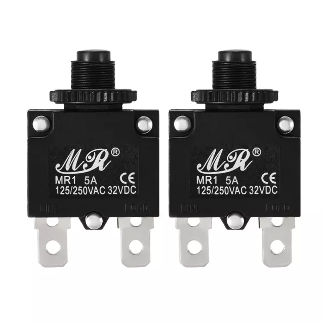 2Pcs Protecteur surcharge AC 125/250V 5A Bouton Poussoir Reset Disjoncteur
