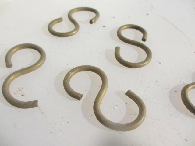 Vintage Brass Ceiling Hooks "S" Hangers Old Hook Hanger Storage 2.25"H 4