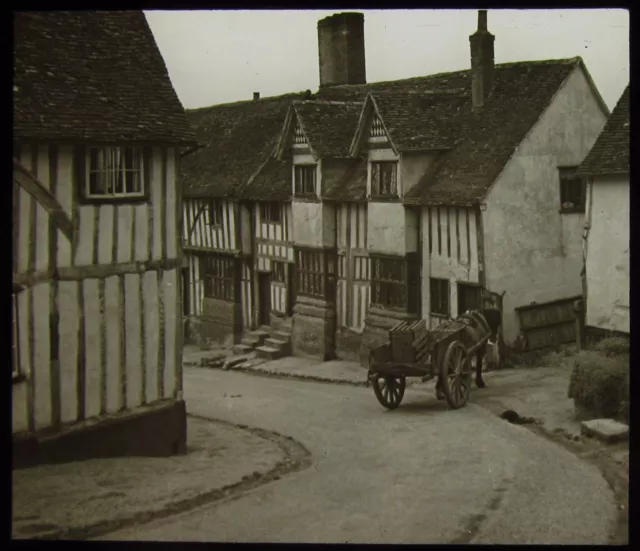 Glas Magic Laterne Rutsche KERSEY STREET VIEW C1930 FOTO THIRTIES SUFFOLK