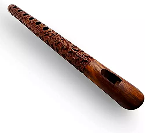 Flute Basuri Wooden Hand Carved Lord Krishna Bansuri Musical Instrument 13 Inch