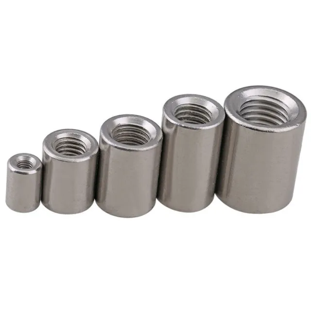 304 Stainless Steel Female Thread Round Sleeve Rod Bar Stud Connector Nut M3-M16