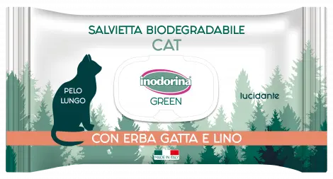 Salviette Green cat Inodorina Biodegradabile  Lucidante  30 PZ. Igienici Per Gat