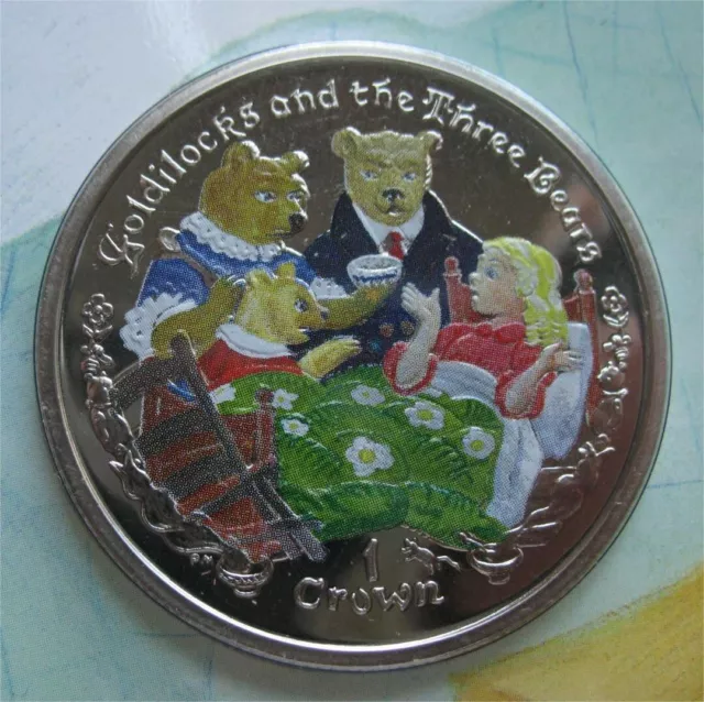 Isle of Man Crown 2006 UNC Color Coin Goldilocks and the Three Bears Booklet