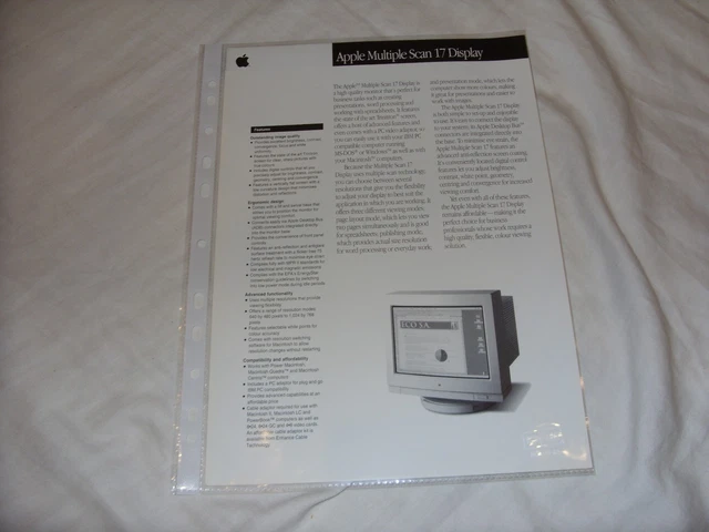 Apple Multiple Scan 17 CRT Display two-sided data sheet black/white Macintosh